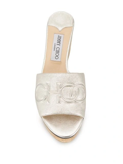 Shop Jimmy Choo Deedee 80 Wedge Sandals In Silver