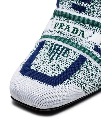 Shop Prada Knit Fabric Loafers - White