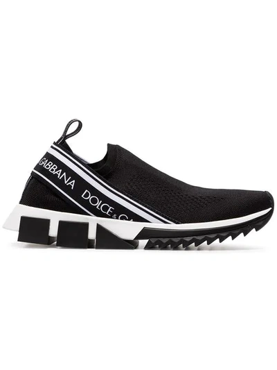 Shop Dolce & Gabbana Black Sorrento Stretch Slip-on Sneakers