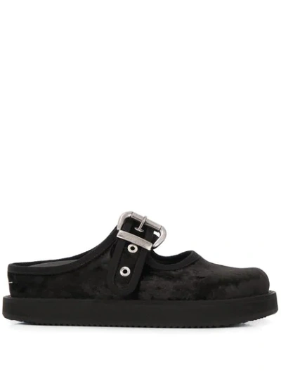 Shop Mm6 Maison Margiela Buckle Detail Mules In Black