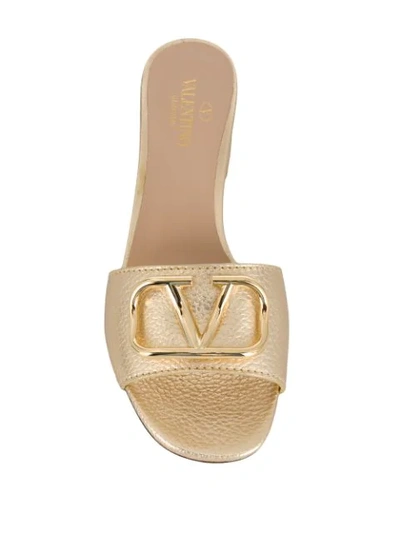 Shop Valentino Garavani Go Logo Mules - Gold