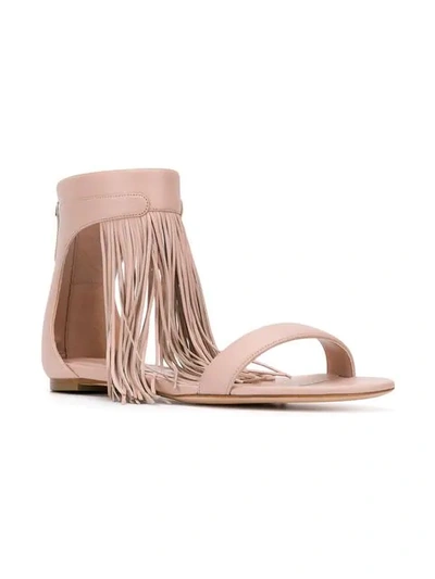 Shop Alexander Mcqueen Fringed Flat Sandals In Pink