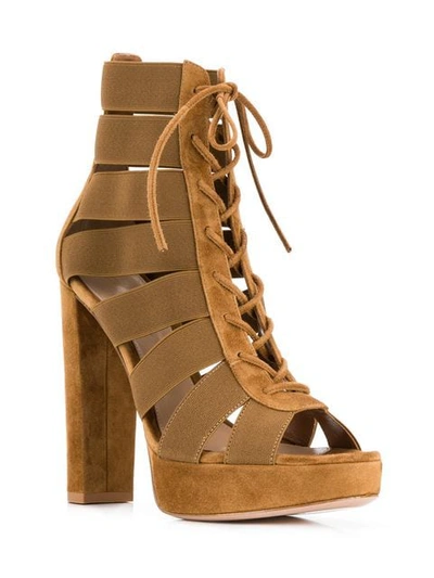 Shop Gianvito Rossi Lace-up Sandals In Brown