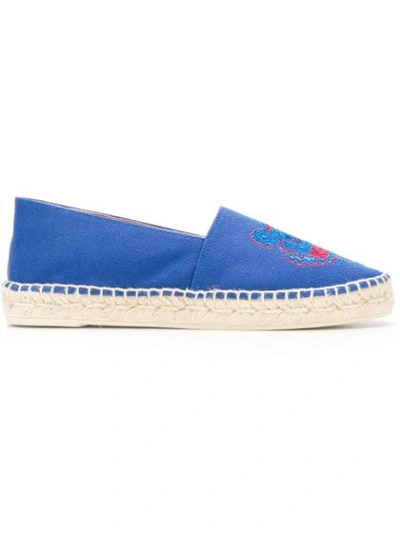 Shop Kenzo Logo Embroidered Espadrilles In Blue
