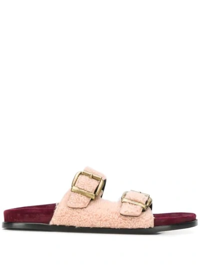 Shop Avec Modération Buckle Strap Slides In Pink