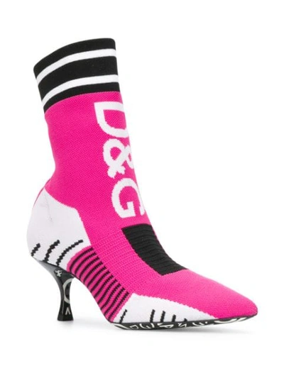 Shop Dolce & Gabbana Lori Sock Ankle Boots In Pink