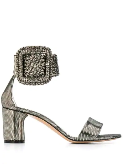 Shop Casadei Metallic Buckle Sandals In Silver