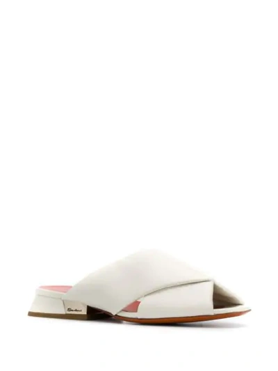 Shop Santoni Pantoletten Mit Gekreuzten Riemen In White