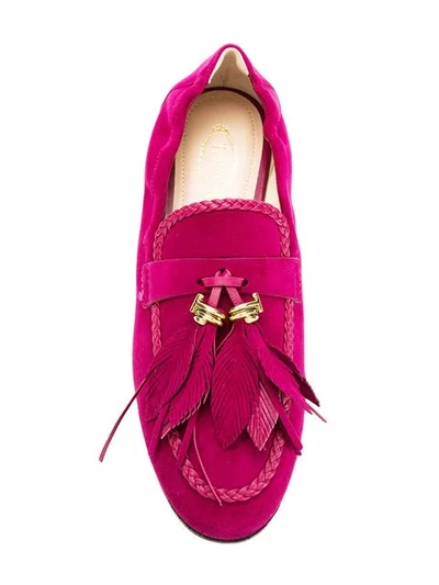 Shop Tod's Feather Loafers In Pink