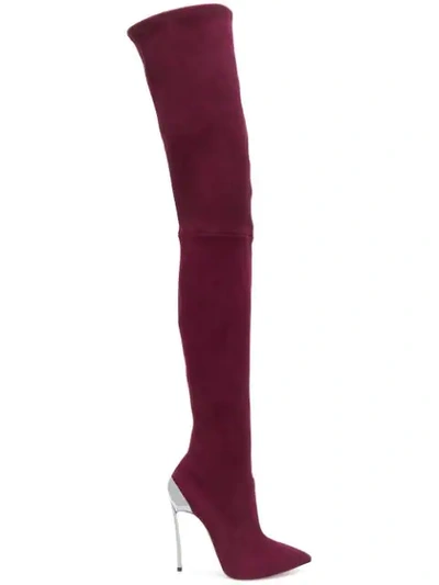 Shop Casadei Stiletto Over The Knee Boots - Pink