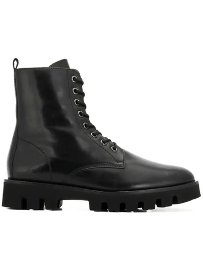 Shop Hogl Lace-up Cargo Boots In 0100 Black