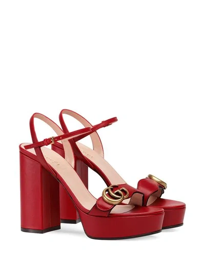 Shop Gucci Platform Sandal With Double G In Red