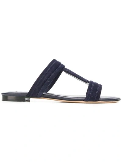 Shop Tod's Double T Strap Sandals In Blue