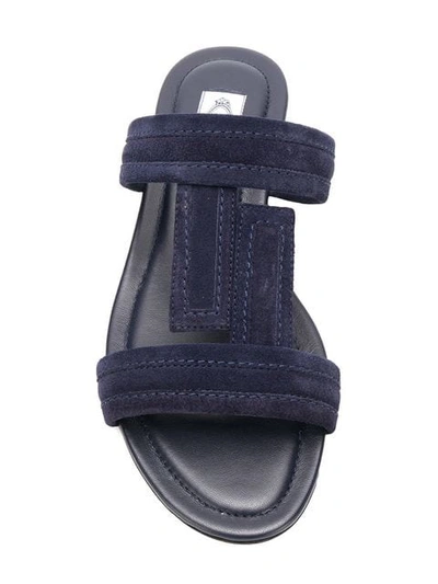 Shop Tod's Double T Strap Sandals In Blue