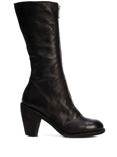 Shop Guidi Mid-calf Zipped Boots In Black
