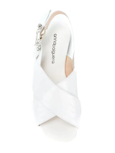 Shop Anna Baiguera Embellished Buckle Sandals In White