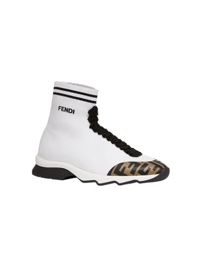 Shop Fendi Sock Style Sneakers In White