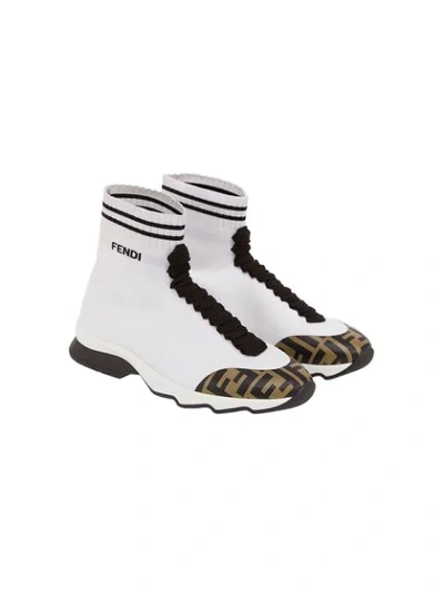 Shop Fendi Sock Style Sneakers In White