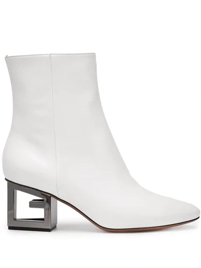 Shop Givenchy Logo Heel Boots - White
