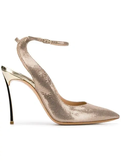 Shop Casadei Pointed Toe Pumps In Gold