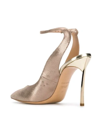 Shop Casadei Pointed Toe Pumps In Gold