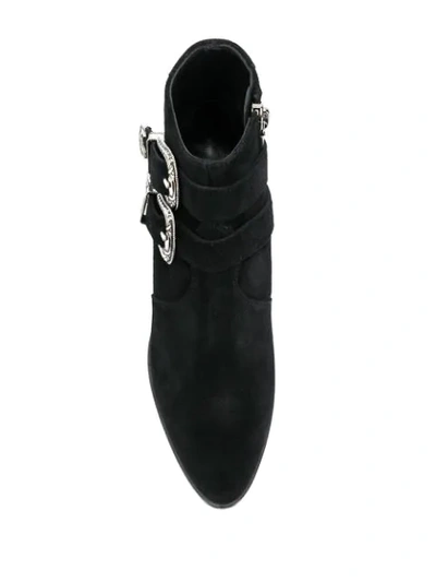 Shop Saint Laurent West Western Ankle Boots In Black