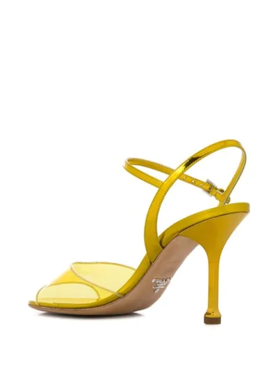 Shop Prada Transparent Detail Sandals In Yellow