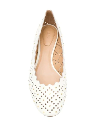 Shop Chloé Lauren Ballerina Shoes In 119 Natural White