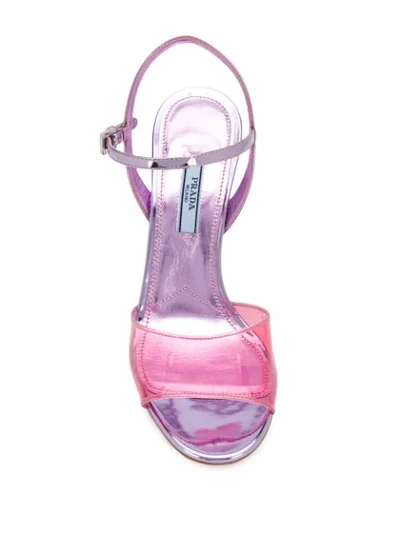Shop Prada Transparent Detail Sandals In Pink