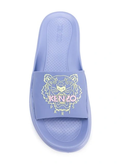 Shop Kenzo Tiger Slides In Blue