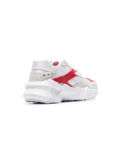 Shop Reebok White Aztrek Chunky Low-top Leather Sneakers In White/true Grey/red/gold