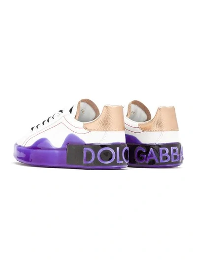 Shop Dolce & Gabbana Portofino Painted Sole Sneakers In White