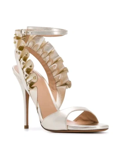 Shop Valentino Garavani Rockstud Sandals In Metallic