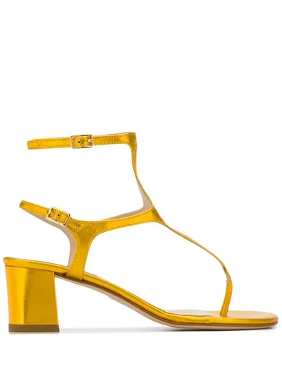 Shop Fabio Rusconi Metallic Thong Strap Sandals - Yellow