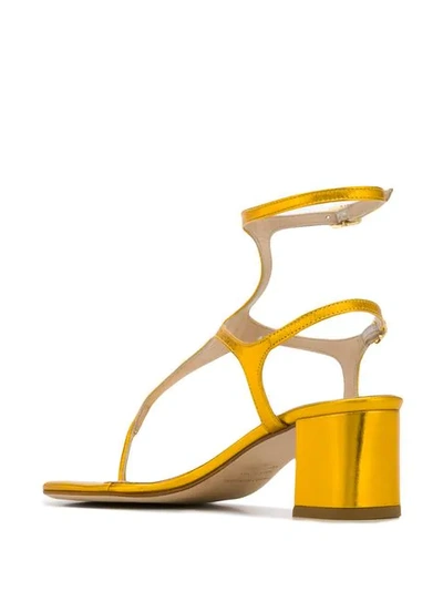 Shop Fabio Rusconi Metallic Thong Strap Sandals - Yellow