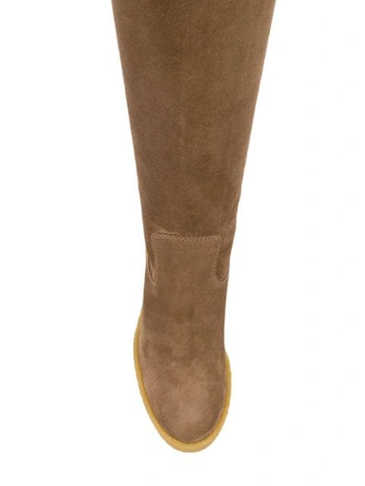 Shop Tod's Wedge High Boots In Neutrals