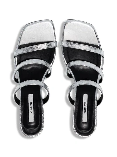 Shop Yuul Yie Silver Gem 60 Leather Sandals In Metallic