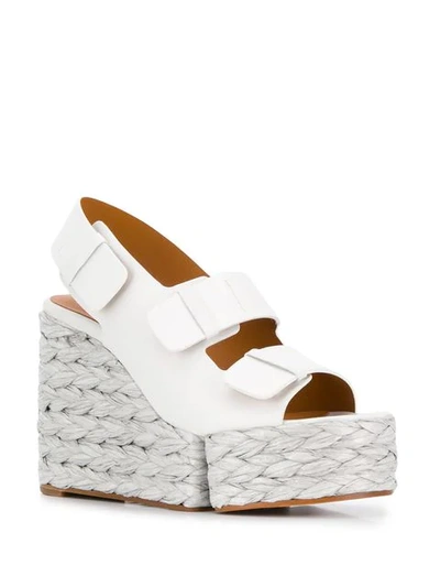 Shop Clergerie Woven Wedge Sandals In White