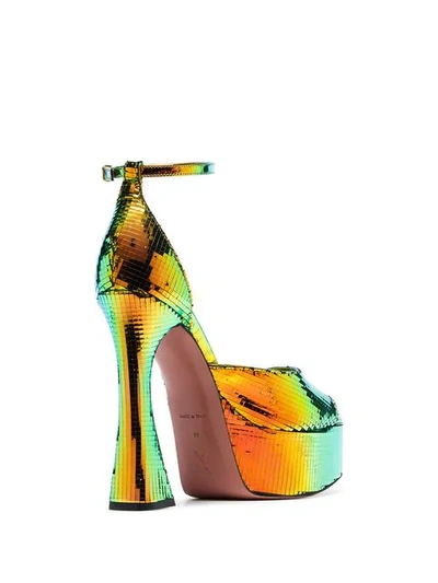 Shop Amina Muaddi Multicoloured Bianca 140 Platform Leather Sandals In Multicolor