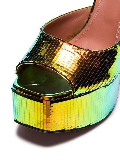 Shop Amina Muaddi Multicoloured Bianca 140 Platform Leather Sandals In Multicolor