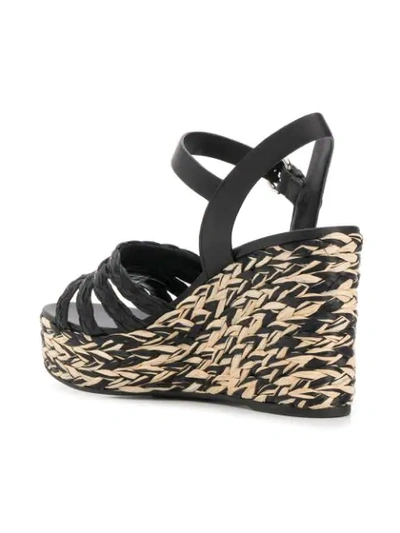 Shop Prada Wedge Sandals In Black