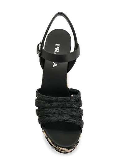 Shop Prada Wedge Sandals In Black