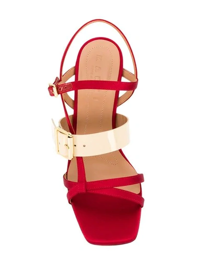 Shop Marni Slanted Block Heel Sandals In Red