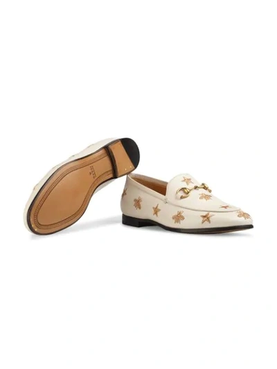 Shop Gucci Jordaan Embroidered Leather Loafer In White
