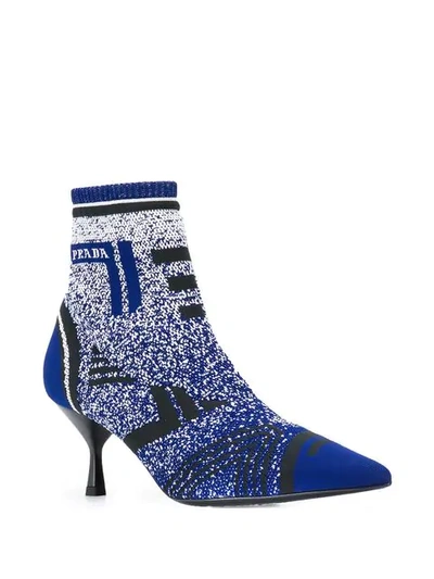Shop Prada Sock-style Ankle Boots - Blue