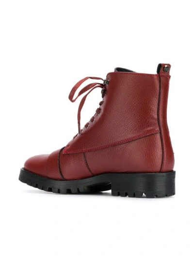 Shop Trussardi Jeans Buckled Ankle Boots In Red