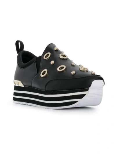 Shop Versace Jeans Embellished Platform Sneakers In Black