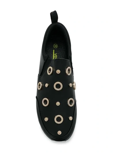 Versace Jeans Embellished Platform Sneakers In Black
