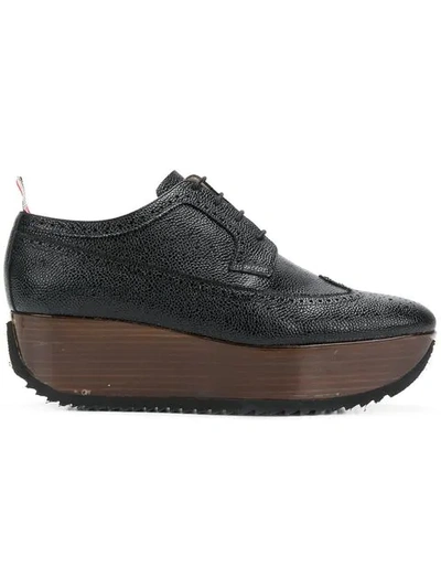 Shop Thom Browne Leather Brogue Platform In Black