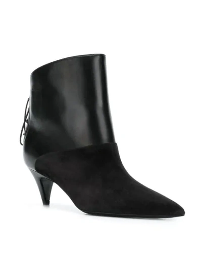 Shop Saint Laurent Laced Back Ankle Boots In Black